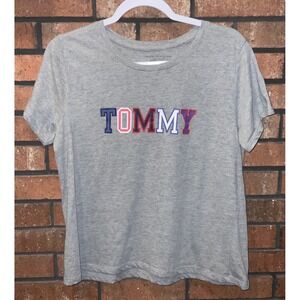 Tommy Hilfiger Womens Sleepwear T-Shirt Gray Logo Graphic Lounge Top Large